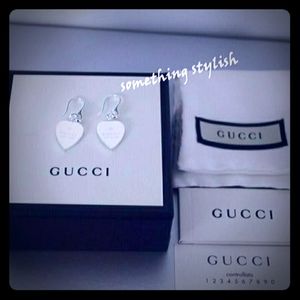 Gucci solid sterling silver heart earrings